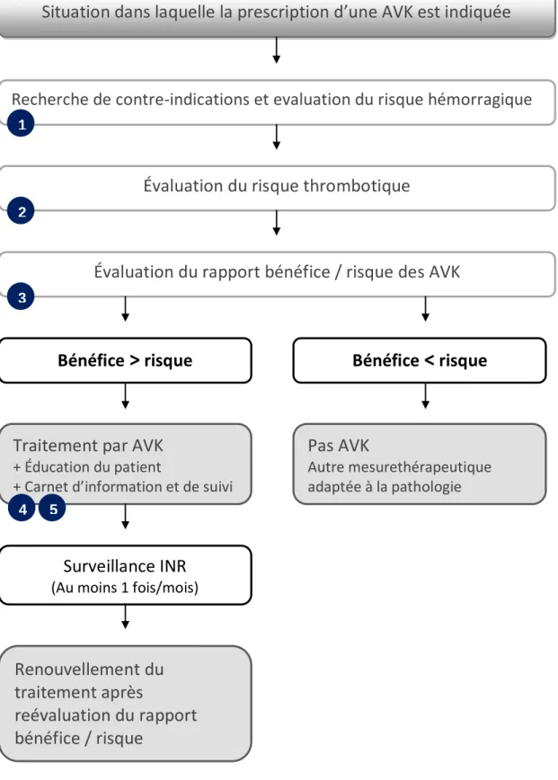 Figure 2: Arbre décisionnel de prescription des AVK | Source : vidal reco 2010. 