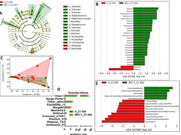 Figure 3. A specific gut microbiota and microbiome exist in the third 10-days of life in healthy vs.