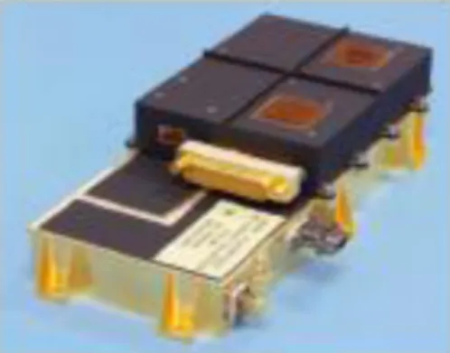 Figure 2. Airbus Defence and Space (formerly Astrium) L/S Band solid-state power ampli ﬁ er for mobile commu- commu-nications satellites [28].