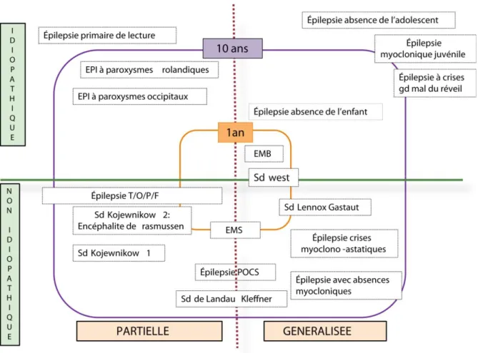 Figure 9 : Classification des épilepsies et des syndromes épileptiques 1989  En ligne : axe étiopathogénique 