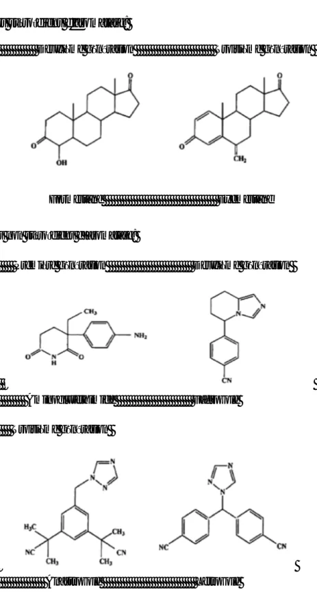 Figure 8: structure des inhibiteurs  stéroïdiens et non stéroïdiens  de l’aromatase (153)