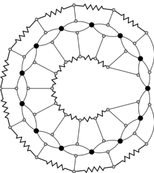 Figure 4: A tight example. The big black vertices are solution vertices, the small gray ones are forest vertices