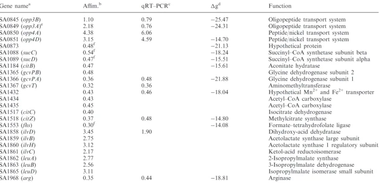 Table 2. Variation of gene expressions upon 5 min of RsaE induction