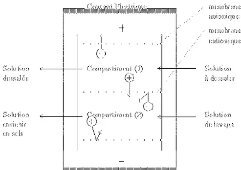 Fig. 2 : Schéma de principe de l’électrodyalyse