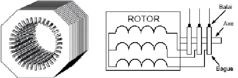 FIG. 1.2  STRUCTURE DU STATOR ET DES CONTACTS ROTORIQUES DE LA DFIG 