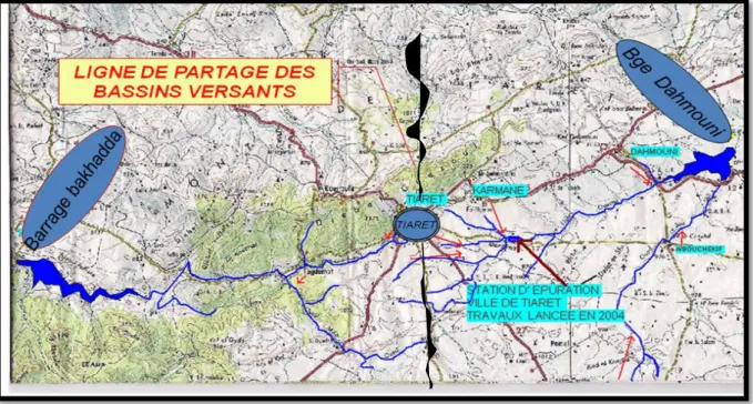 Figure 10 : Situation hydrographique de la wilaya de Tiaret (STEP, 2007). 