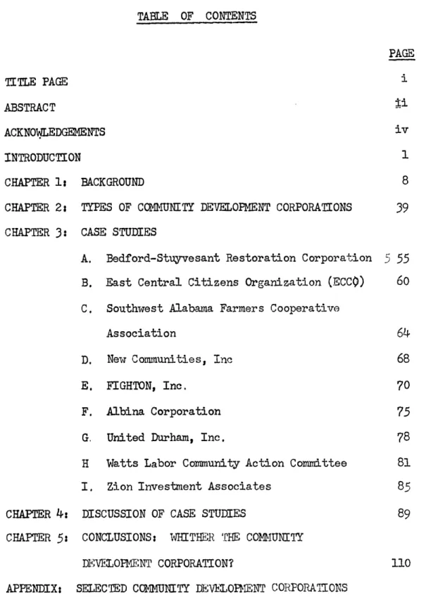 TABLE  OF  CONTENTS TITLE  PAGE ABSTRACT ACKNOWLEDGE INTRODUCTIO CHAPTER 1: CHAPTER 2: CHAPTER  3: CHAPTER  4: CHAPTER  5: APPENDIX: MENTS BACKGROUND