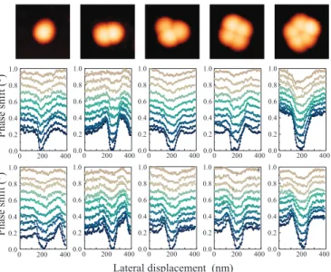 Fig. 1 Top row: AFM topographic images (200 × 200 nm 2 ) of a single NP and of various clusters made from two to five iron-oxide nanoparticles
