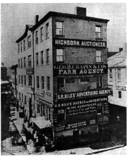 Fig. 14  Scollay  Building just after the  Civic War  with trolley  tracks on either  side