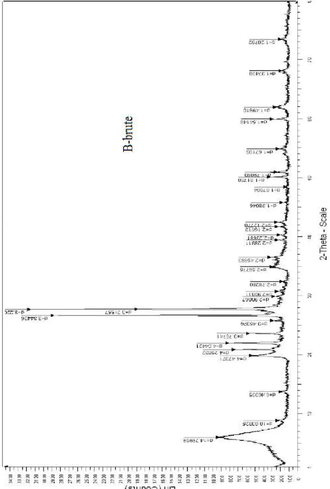 Figure III.8 : Spectre de Diffraction des Rayons X de la bentonite brute (B-brute). 