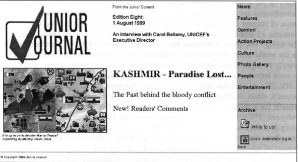 Figure 5-3  The  front page  of the  August  1999 edition  of the Junior Journal