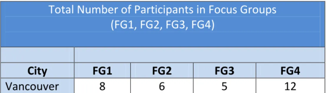 Table 2: Total Number of Participants in Focus Groups 