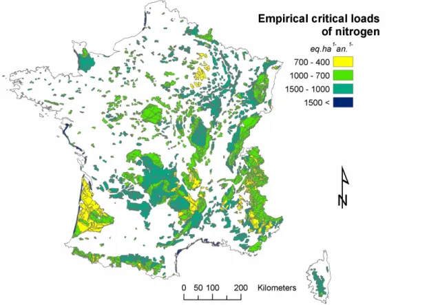 Figure FR-1. Map of empirical critical loads of nitrogen. 