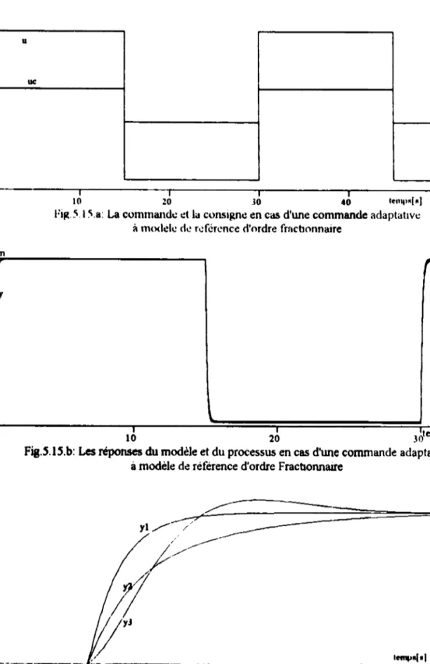 Fig . .5.l.5.b: Les réponses du modèle et du processus en cas d'une commande adaptative