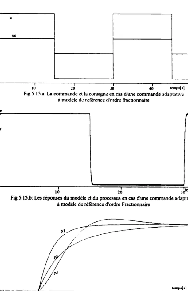 Fig . .5.l.5.b: Les réponses du modèle et du processus en cas d'une commande adaptative