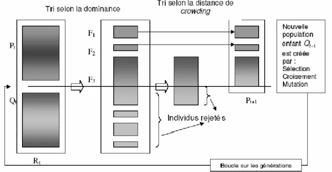 Fig. 2.6 : principe du NSGA II 