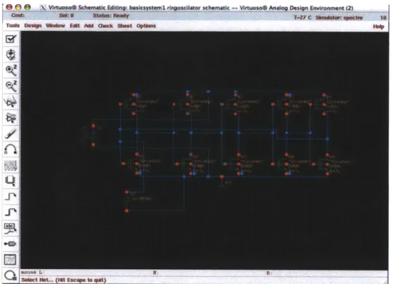 Figure  3.7.  Ring  oscillator  schematic using  BSIM in Spectre.