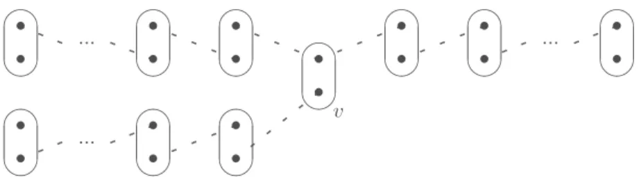 Figure 2 The negative pattern Pivot(k), where the number of edges in each of the three branches leaving the central variable v is k.
