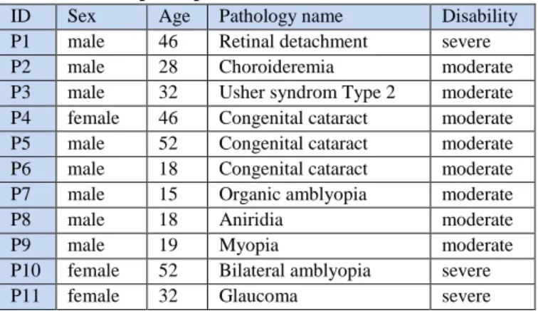 Table 1. List of participants 