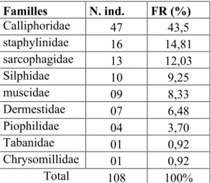 Figure 8 – abondance relative des insectes nécrophages