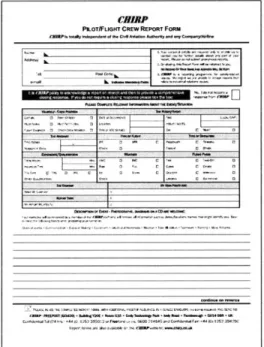 Figure  2-4:  CHIRP  report  form  for  pilot/flight  crew