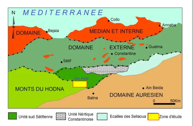 Fig. I.4. Contexte structural du domaine d’étude  (D’après Wildi .1983) Modifiée  C’est  une  région  qui  a  été  le  témoin  d’une  tectonique  intense,  où  se  sont  manifestées plusieurs phases tectoniques tangentielles, qui ont engendré des recouvrem