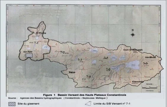 Fig. II.1 : Situation du  bassin versant des hautes plaines Sétifiennes et  Constantinoises (A.N.R.H) 