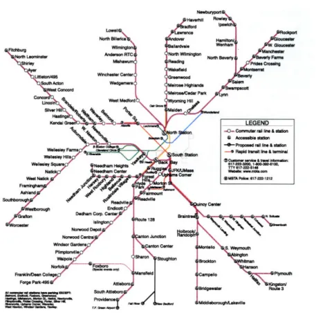 Figure  3.2:  MBTA  commuter rail  service  map  (source:  MBTA.com)