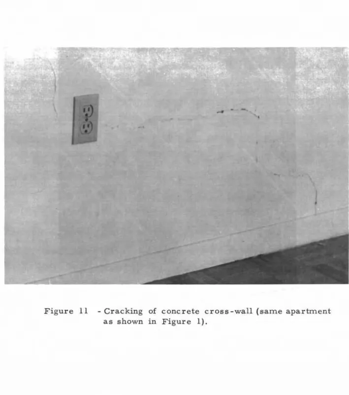 Figure 11 - Cracking of concrete cross -wall (saIne apa r tm erit as shown in Figure 1).