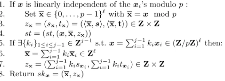 Fig. 4: Stateful FE scheme for inner products over Z/pZ from DDH-f.
