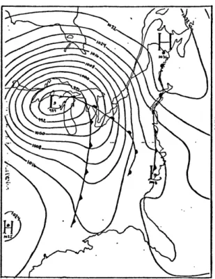 Figure  2.1  Surface  pressure  and  frontal  analysis  for 1200 GMT  23 January  1982