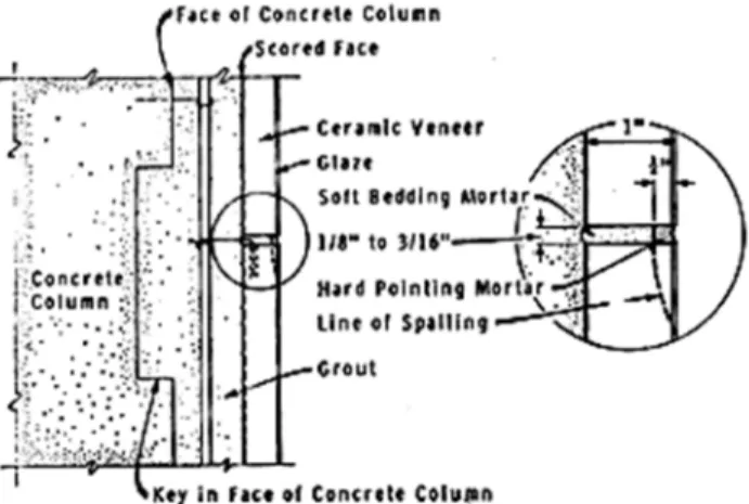 Figure 1. Spalling of ceramic veneer due to column shortening.