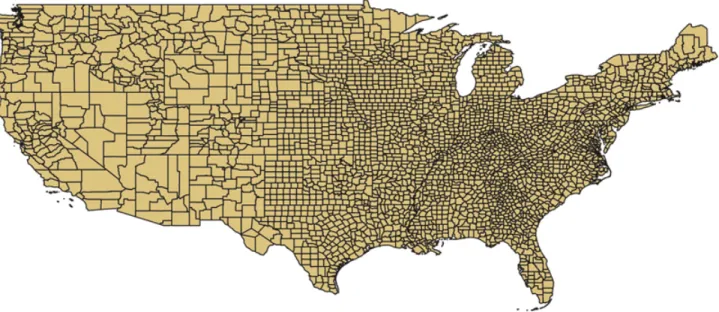 Figure 1. This map of US county boundaries has a high visual complexity but a low intellectual complexity Source: US TIGER data