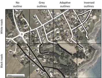Figure 6. Adaptive colour contrasts between roads and orthoimagery