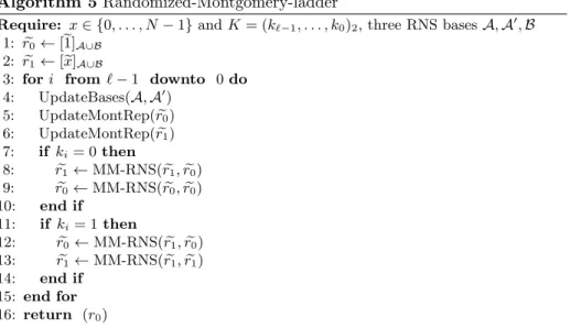 Table 2. Complexity of the updates when using a set of spare moduli