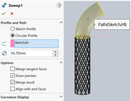 Figure 3-12: Adding the body of segment 2 to segment 1 on the Inspiration Sagittal Posterior actuator using the arc sketch from Section 3.4.