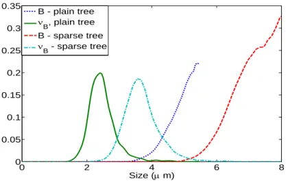 Figure 4: Estimation of B (dotted line and dashed line resp.) and ν B (solid line and dash-dotted line resp.) on experimental data of E