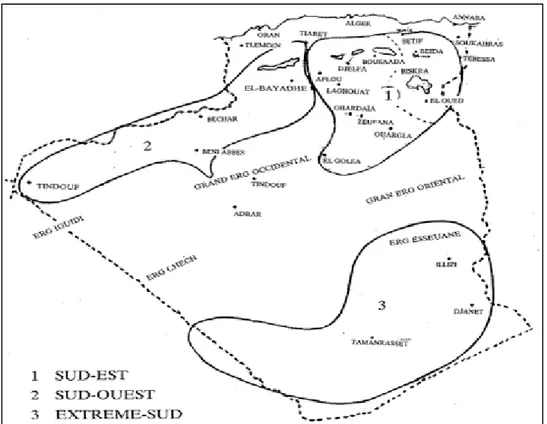 Figure 2. Aires de distribution du cheptel camelin (BEN AISSA, 1989).