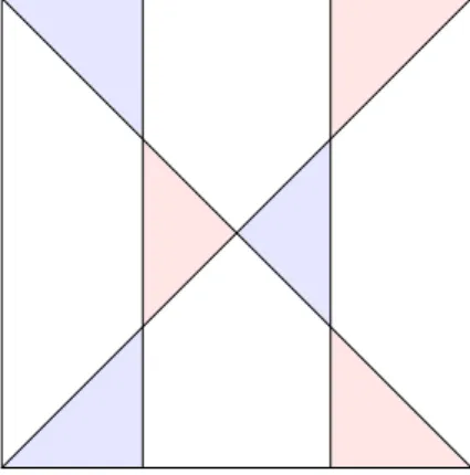Figure 4.2 – Co-amoeba of ϕ k with order map: −1 for red (triangles with left vertical side), +1 for blue (triangles with right vertical side).