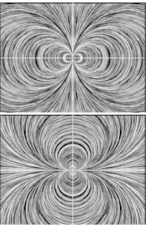 FIG. 4: Line Integral Convolutions showing the eigenvector fields for the vertically oriented static gravitational point quadrupole