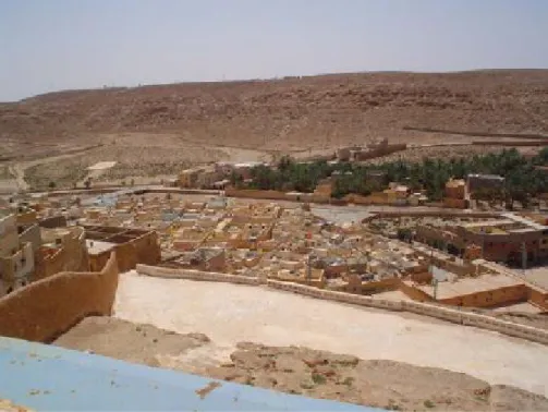 Figure I. 1 : Un exemple de regroupement des maisons dans  un creux de vallée à Ghardaïa.