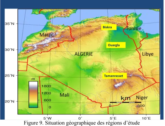Figure 9. Situation géographique des régions d’étude 