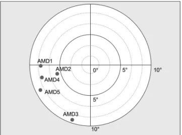 Figure 3.  PRL position for participants in Experiment 1. Coordinates were averaged across three consecutive  OCT measurements (see the ‘OCT method’ section).