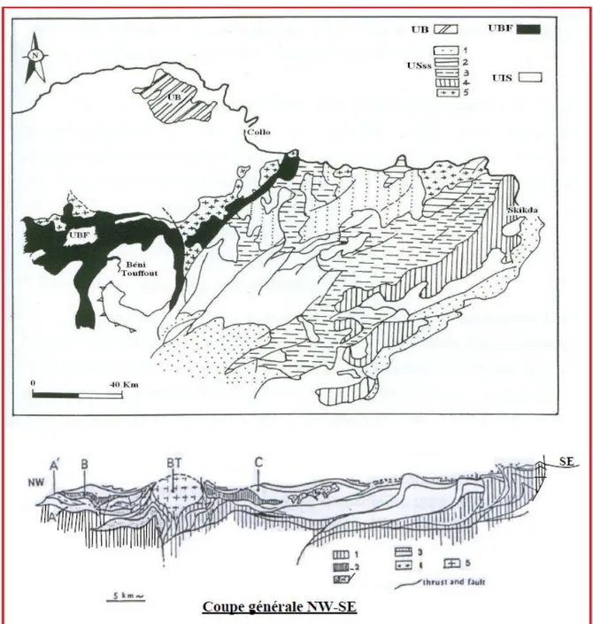 Fig. 12: Carte géologique montrant les relations entre les trois unités principales  (Y