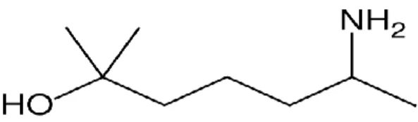 Figure 8: Structure chimique de Heptaminol (6-amino-2-méthyl, 2 heptanol)  (81) 