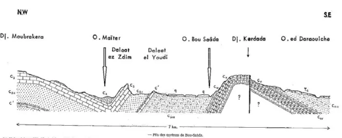 Figure 12 : Coupe Géologique dans la région de Boussaâda (Emberger, 1960)