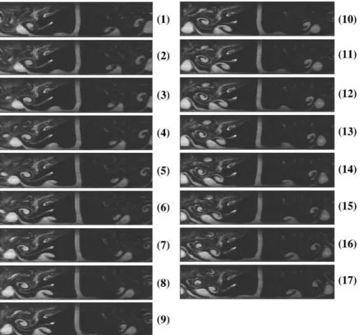 Fig. 7 Flow visualization for H/e = 8 at Re j = 220