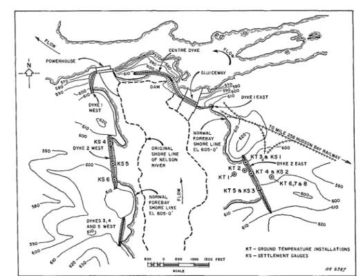FIG.  2 .   Site plan  showing location  of  ground  temperature and settlement gauge installations