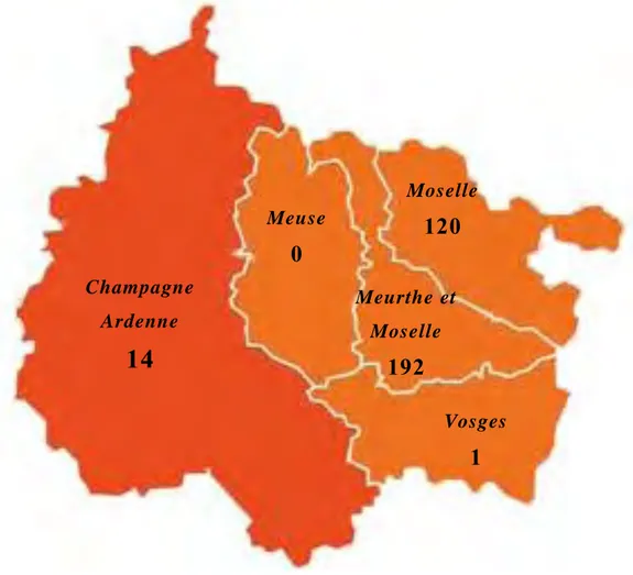 Figure 9 : Provenance géographique des dossiers présentés en Comités lorrains de 2005 à 2011 
