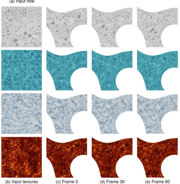 Fig. 11. Using our method to advect non-noise image textures with a wall-bounded flow